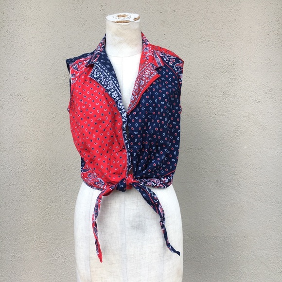 Maria Lampo Tops - Vintage Italian crop tie top